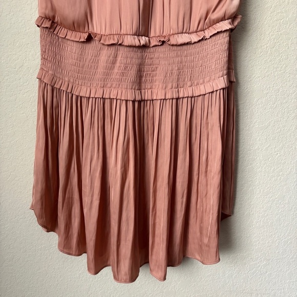 Blue Life Boho Satin High Neck Halter Flirty Smocked Waist Mini Dress - Picture 9 of 13